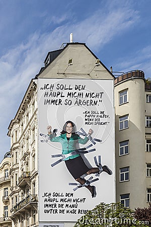 Advertising of the green party of austria with slogan Editorial Stock Photo