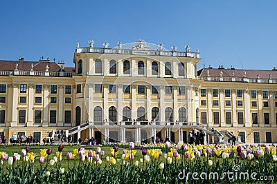 VIENNA, AUSTRIA - APR 30th, 2017: Schonbrunn Palace in Vienna. It`s a former imperial 1441-room Rococo summer residence Editorial Stock Photo