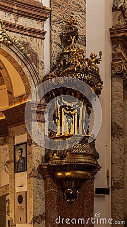 Pulpit details at St. Charles church, Vienna Editorial Stock Photo