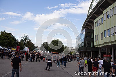 Vienna, AUSTRIA - August 16, 2019 - American rock band Metallica concert at Ernst Happel Stadium, fans waiting for concert Editorial Stock Photo