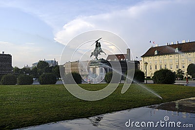 Equestrian statue of Archduke Karl at Heldenplatz Editorial Stock Photo