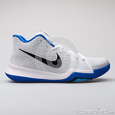 Nike Kyrie 3 white and blue sneaker Editorial Stock Photo