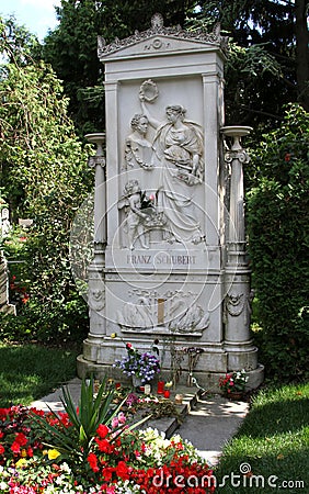 Vienna, Austria - August 24, 2014: Tombstone of the musician FR Editorial Stock Photo