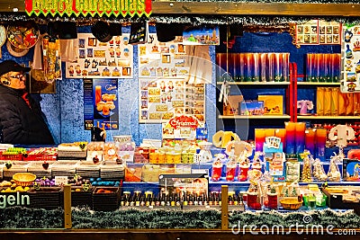 VIENNA, AUSTRIA - DEC 18, 2018 - People shopping at The Christmas market in front of the Rathaus City hall of Vienna, Austria Editorial Stock Photo