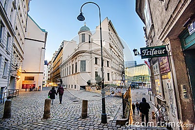 Viennese Street with Building Facades Editorial Stock Photo