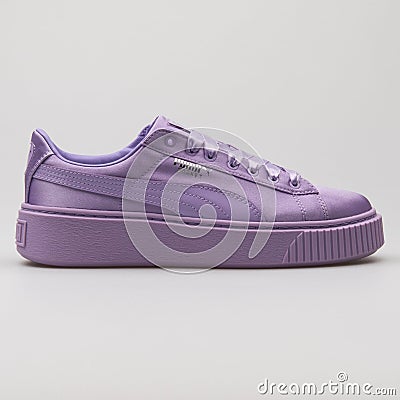 Puma Basket Platform Tween purple sneaker Editorial Stock Photo
