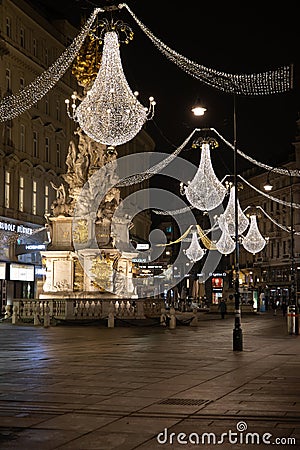 Chandelier Shaped Christmas Lights in Vienna, Austria Editorial Stock Photo
