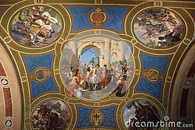 Austria Vienna, Frescos at the Museum of Military History Heeresgeschichtliches Museum Editorial Stock Photo