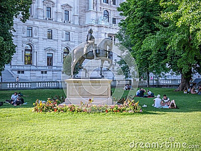 Franz Stephan von Lothringen Statue located in Burggarten park in Vienna Editorial Stock Photo