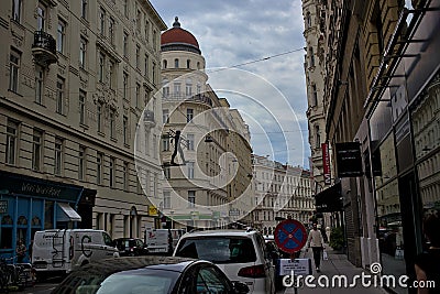 Metal statue of the chimney sweeper on a street corner. Editorial Stock Photo