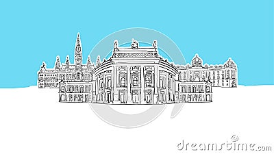 Vienna Austria Lineart Vector Sketch Vector Illustration