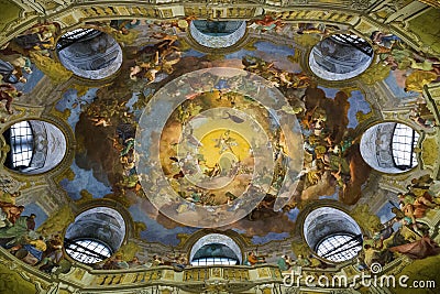 Fragment of painting of the vault of the National Library, Vienna Editorial Stock Photo