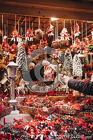 People buying Christmas decorations at the Christmas and New Year`s Market at SchÃƒÂ¶nbrunn Palace, Vienna, Austria Editorial Stock Photo