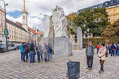 VIENNA, AUSTRIA - OCTOBER 05, 2016: Albertina and Monument against War and Fascism Editorial Stock Photo