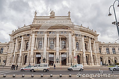 VIENNA, AUSTRIA - OCTOBER 10, 2016: The Burgtheater Imperial Court Theatre, originally known as K.K. Theater an der Burg, then unt Editorial Stock Photo