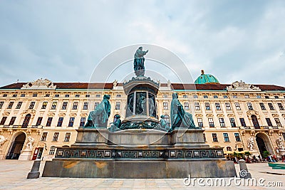 Monument to Emperor Franz I of Austria in the Innerer Burghof in the Hofburg imperial palace in Editorial Stock Photo