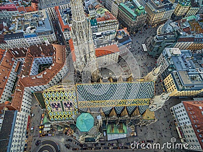 VIENNA, AUSTRIA - OCTOBER 10, 2016: Roof of St. Stephen`s Cathedral, Vienna, Austria. Stock Photo