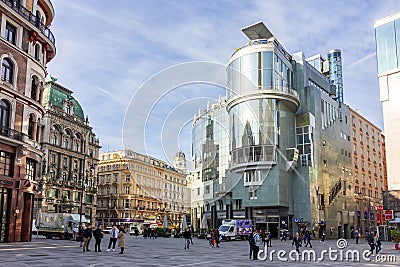 Vienna, Austria - October 2021: Stephansplatz square and Graben street in center of Vienna Editorial Stock Photo
