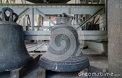 Bells on bell tower of St.Stephen`s Cathedral. Vienna. Austria Editorial Stock Photo