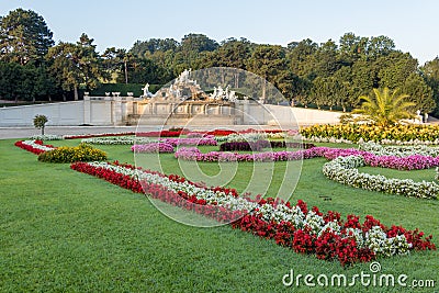 Neptune fountain in imperial residence Schonbrunn Palace Editorial Stock Photo