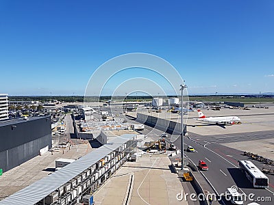 Vienna/Austria - 18. september 2019: Photos taken from Viewing platform in Vienna airport on a sunny day Editorial Stock Photo