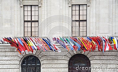 Vienna, Austria, 27th of November 2019: European Union countries flags Editorial Stock Photo