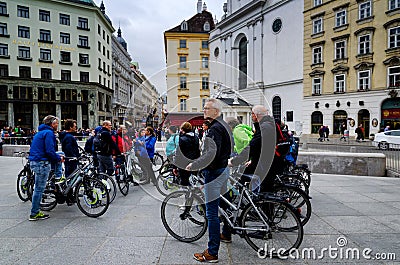 Vienna, bike tourists guided tour Editorial Stock Photo