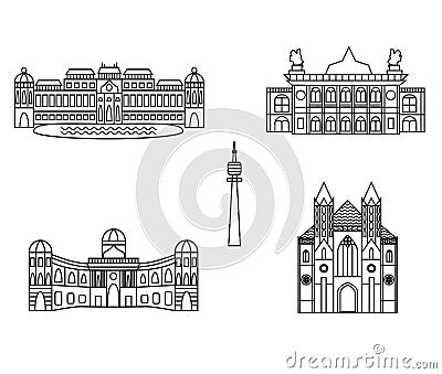 Vienna black silhouette city skyline buildings vector icon Vector Illustration