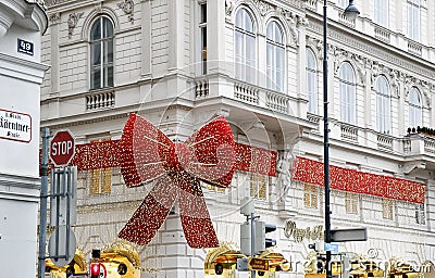 Vienna Christmas Bow Street Ornament Editorial Stock Photo