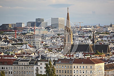 Vienna city center cityscape and St. Othmar gothic parish. Austria Stock Photo