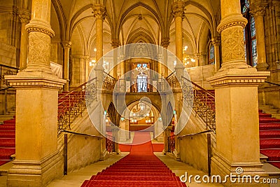 Festivity Stairs in the Vienna City Hall, Austria Stock Photo