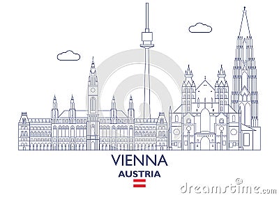 Vienna City Skyline, Austria Vector Illustration