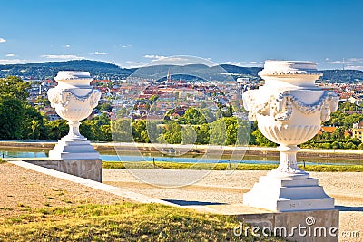 Vienna cityscape from Gloriette viewpoint above Schlossberg Stock Photo