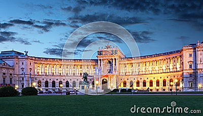 Vienna Hofburg Imperial Palace at night Stock Photo