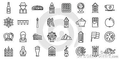 Vienna icons set outline vector. Austria architecture Stock Photo