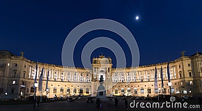 Vienna Neue Burg at night. Panoramic view. Stock Photo