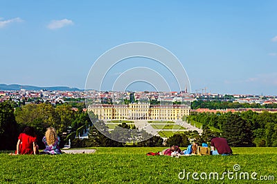 Vienna panorama and Schonbrunn Palace Editorial Stock Photo