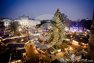 Vienna traditional Christmas Market 2016, aerial view Stock Photo