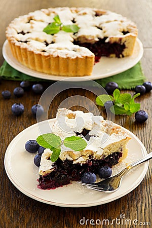 Viennese cake with blueberries Stock Photo