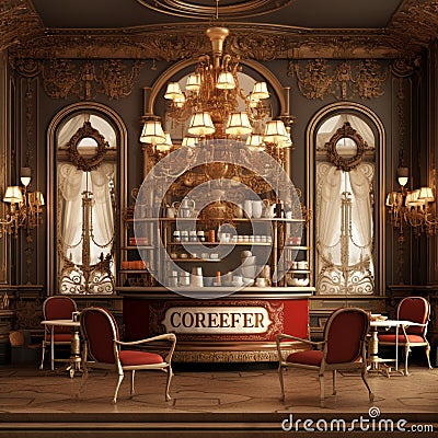 Viennese Coffeehouse Scene Stock Photo