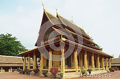 Wat Si Saket Buddhist temple in Vientiane, Laos. Editorial Stock Photo