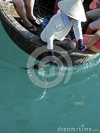 Viet Round Boat Stock Photo