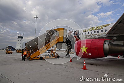 Vietjet Air at Da Nang International Airport Editorial Stock Photo