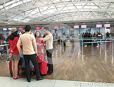 Vietjet Air flight attendants in Seoul airport Editorial Stock Photo