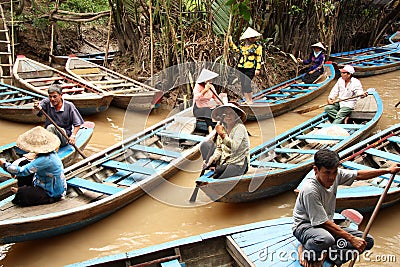 Vietnam boats at Mekong River Editorial Stock Photo