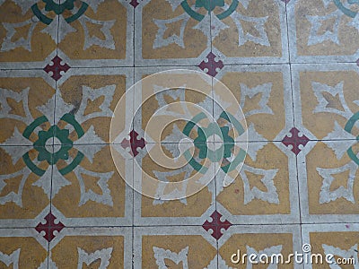 Vietnam Ceramic Tiles Mosaic Pattern Ho Chi Minh Museum Fine Arts Gallery art deco Porcelain Collage arabic style geometry Editorial Stock Photo