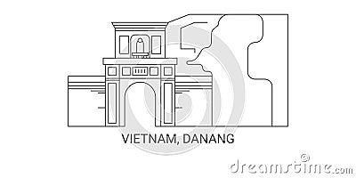 Vietnam, Danang, M, Sn travel landmark vector illustration Vector Illustration