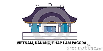 Vietnam, Danang, Phap Lam Pagoda, travel landmark vector illustration Vector Illustration