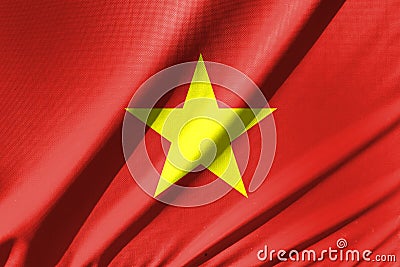 Vietnam flag is a conceptual image made from cloth pattern. Basemap and background concept. Stock Photo