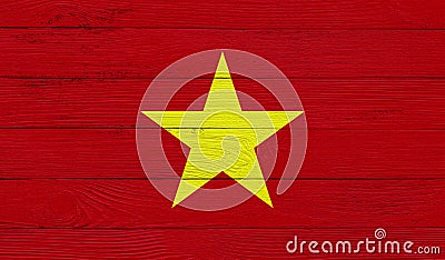 Vietnam flag on a wooden texture. Stock Photo